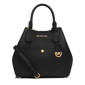 Women's Black Greenwich Saffiano Leather Satchel